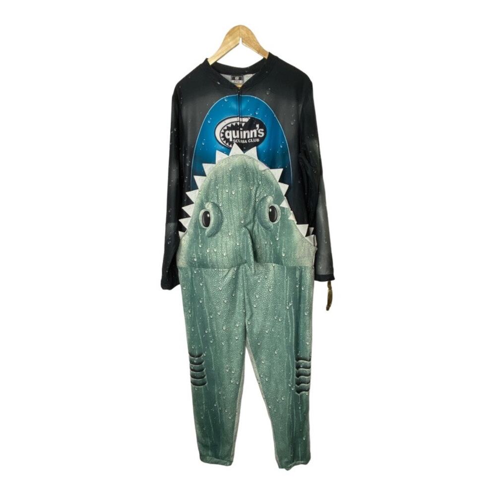 Briefly Stated Scuba Diver Shark Bite Union Suit Pajamas One Pc Costume Medium